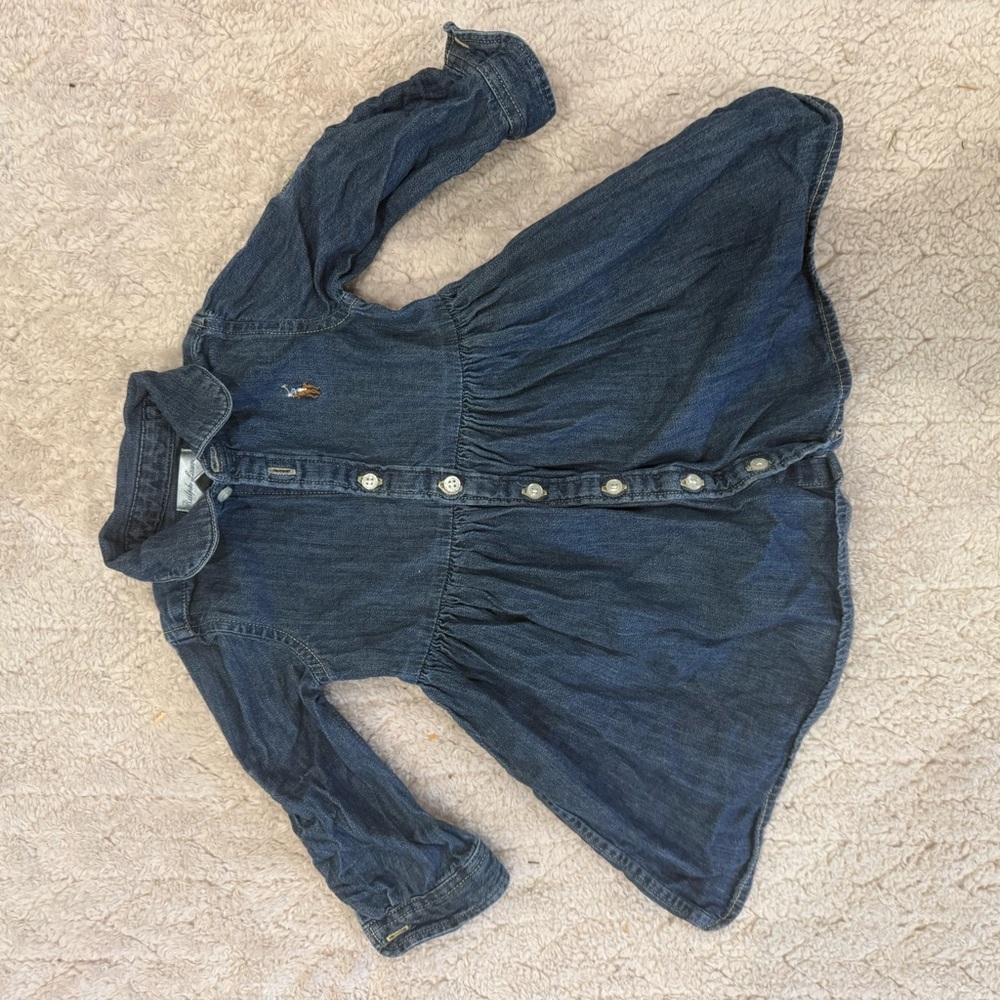 Ralph Lauren Kids Dark Blue Denim Shirt Dress Jacket